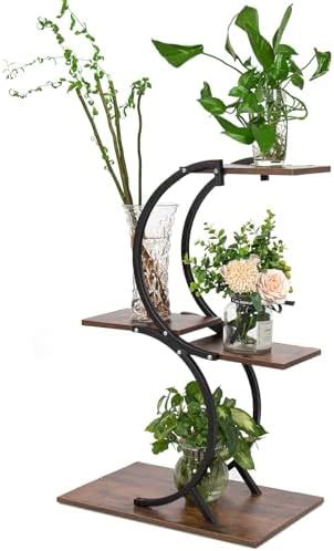 Hlc Noir Porte Pot Pots Plante Fleurs Etagere Support Jardin En Metal