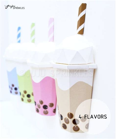 Printable Bubble Tea Boba Tea Origami Papercraft 3d Paper