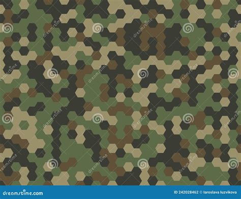 Seamless Modern Army Camouflage Hexagon Pixel Texture Abstract Vector