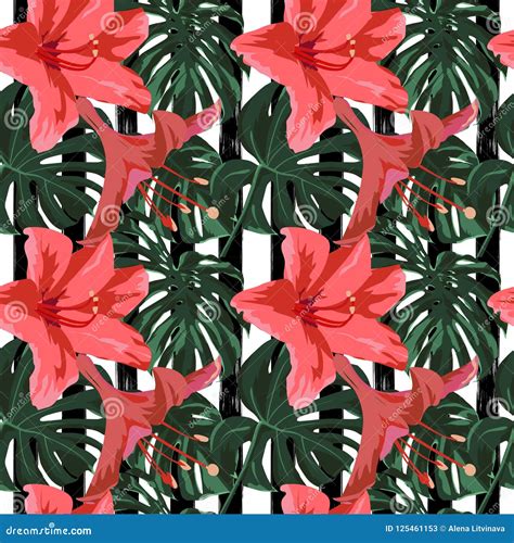 Tropical Print Jungle Seamless Pattern Vector Tropic Summer Motif