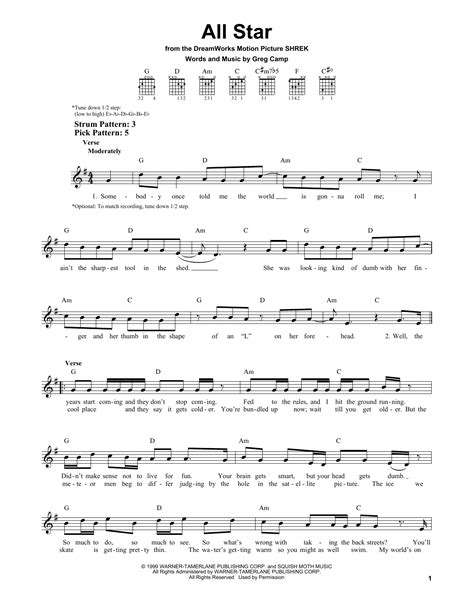 All Star By Smash Mouth Sheet Music For Easy Guitar At Sheet Music Direct