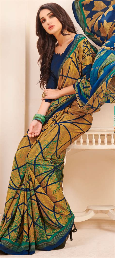 Casual Traditional Multicolor Color Crepe Silk Silk Fabric Saree