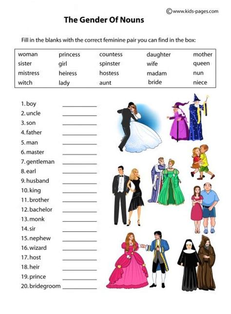 Nouns Gender Worksheet For Class 3