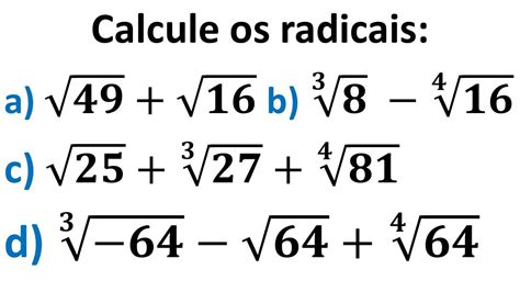 Aula Opera Es Radicais Adi O E Subtra O Youtube