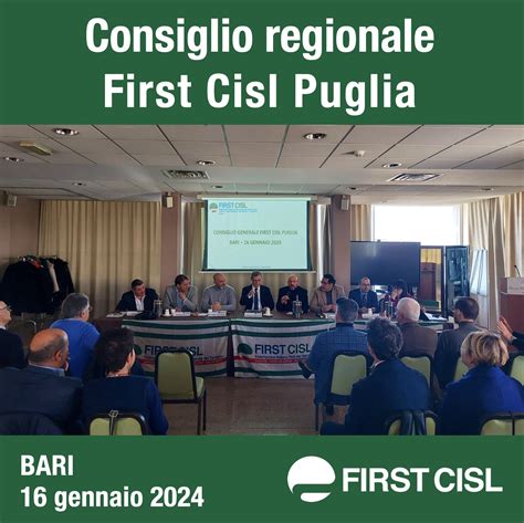 First Cisl Puglia si è svolto a Bari il Consiglio regionale FIRST CISL