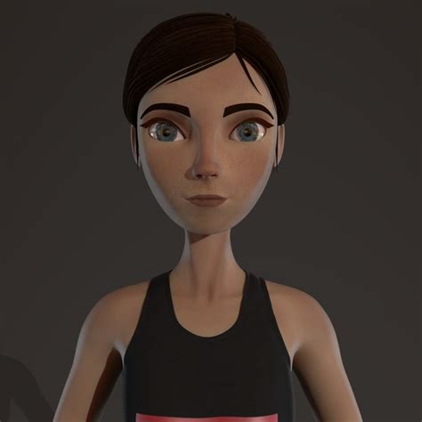 D Cartoon Brunette Girl Model TurboSquid