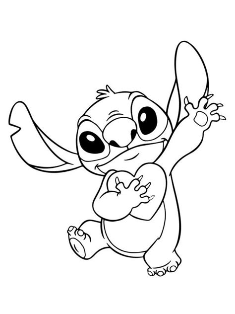 Stitch Houdt Een Hartje Vast Kleurplaat Stitch Coloring Pages Lilo