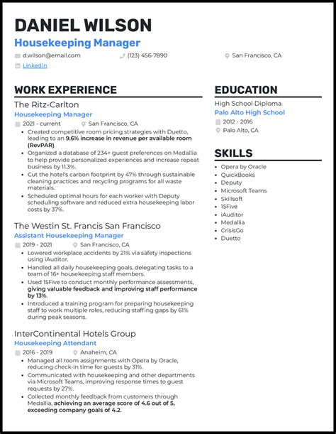 Resume For Housekeeping Job With No Experience