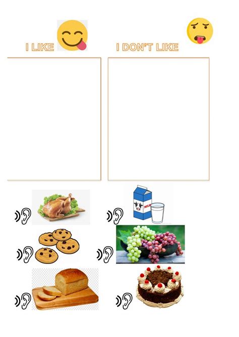 I Like I Dont Like Food Worksheet Live Worksheets