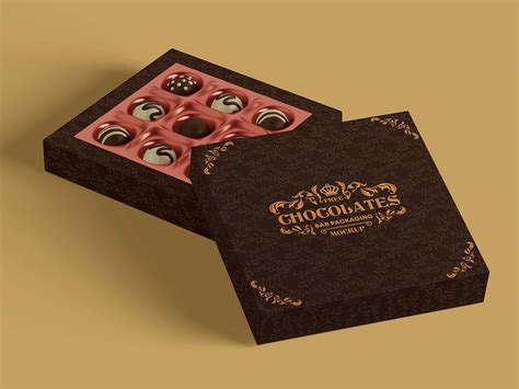 Truffle Dark Chocolate Gift Box Mockup Set Free Psd Templates