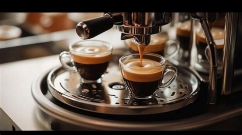 Premium Ai Image Portafilter Machine Pours Fresh Coffee Into Cappuccino