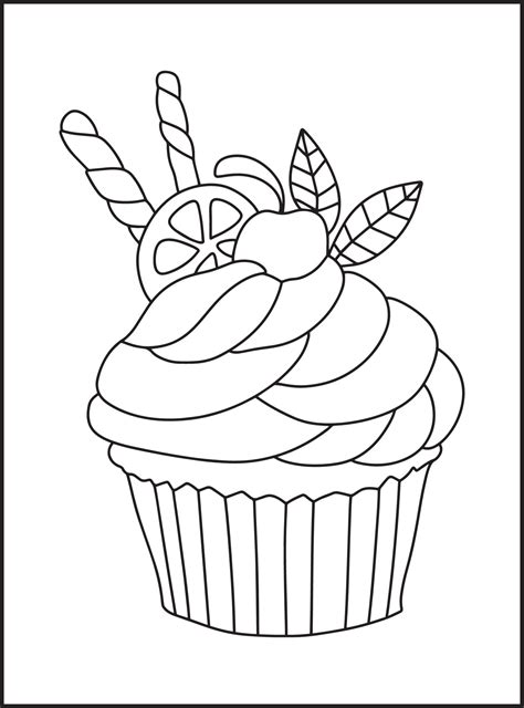 Cupcake Coloring Pages 16076581 Vector Art At Vecteezy