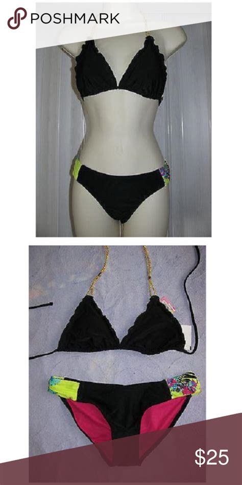 New Xhilaration Black Lime Bikini Swimwear P Bikinis Swimwear