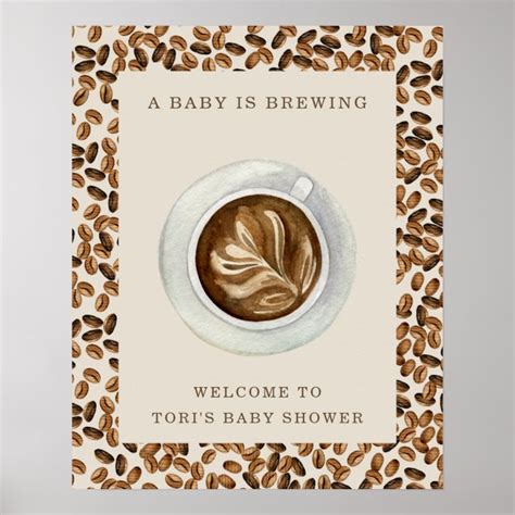 A Baby Is Brewing Coffee Beans Baby Shower Poster Zazzle