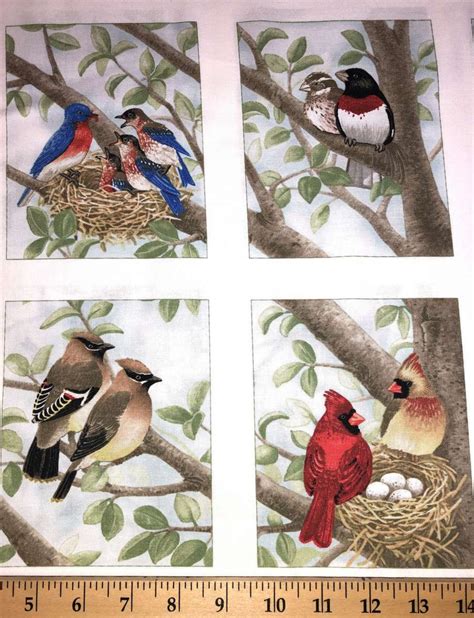 Bird Fabric Panel Birds In Nature Wildlife Fabric Sky Tree Etsy