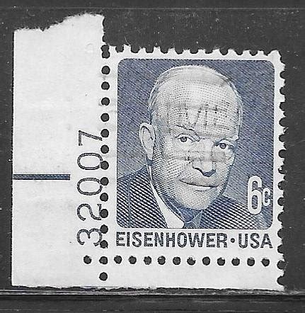 USA 1393 6c Dwight David Eisenhower Plate No Single Used F VF