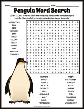 All About Penguins Word Search Fun By Puzzles To Print Tpt