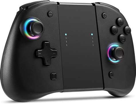 Amazon binbok Joypad 適用於開關 無線控制器 8 種 LED 顏色 遙控遊戲手柄 可調節渦輪 振動 人體工學