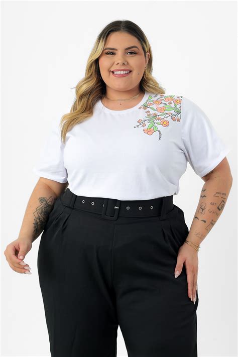 T Shirt Plus Size Flores Branco Atacado Tshirt Use Criativa