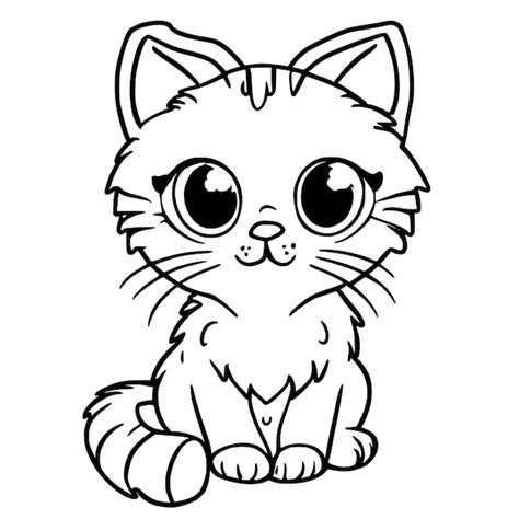 Um Gato De Desenho Animado Olhos Grandes Senta Se Em Um Desenho