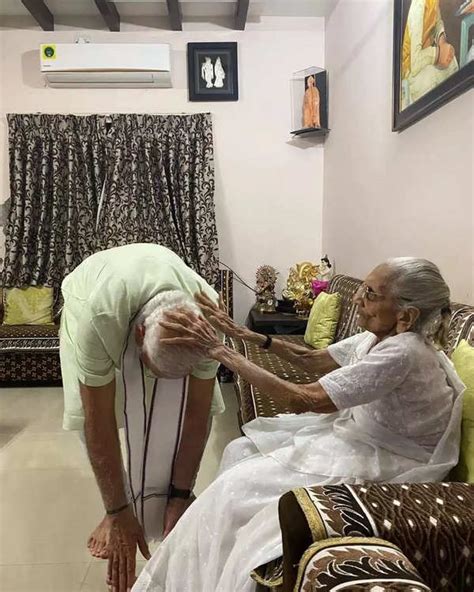 Pm Modi Meets His Mother Heeraben At Her Gandhinagar Residence In