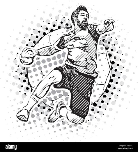 Handball Player On The Handball Ball Illustration Stock Vector Image