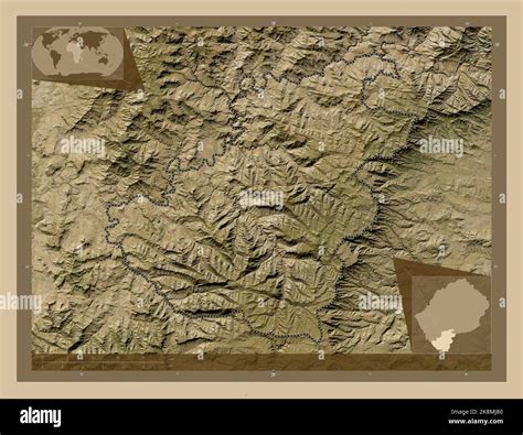 Quthing District Of Lesotho Low Resolution Satellite Map Locations