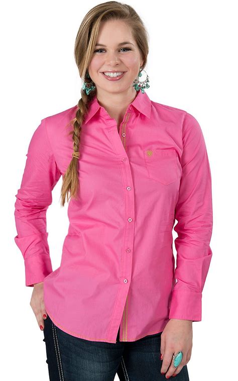 Ariat Womens Kirby Pink Long Sleeve Western Shirt Ladies Western Shirts Western Wear For