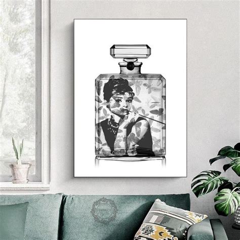 Perfume Poster Glam Wall Art Audrey Hepburn Perfume Etsy