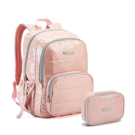 KIT ESCOLAR FEMININO ROSA METALIZADO SEANITE Seanite Mochilas