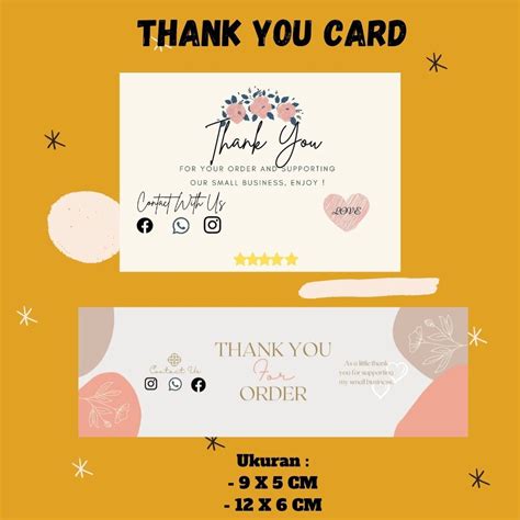 Jual Thanks Card Olshop Kartu Ucapan Terimakasih Thank You Card