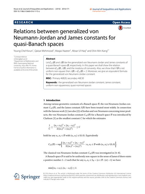 PDF Relations Between Generalized Von Neumann Jordan And James