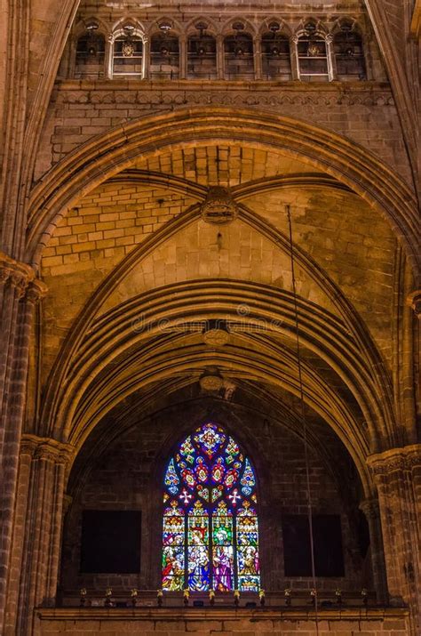 Interior Of Barcelona Cathedral In Gothic Quarter Editorial Stock