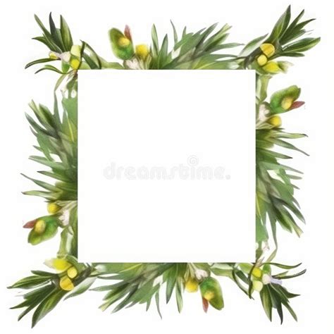 Floral Frame Gold Rectangle Watercolor Stock Illustrations Floral