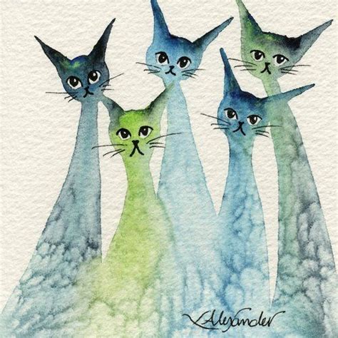 Lakeland Stray Cats Whimsical Cats Cat Painting Watercolor Cat