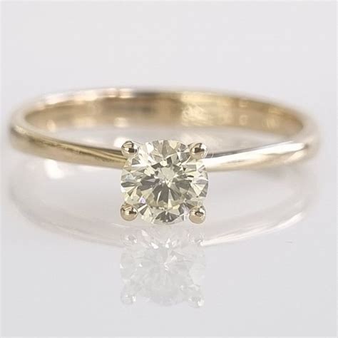 14 Kt Yellow Gold Ring 0 42 Ct Diamond Catawiki