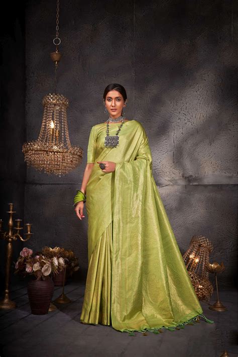 Woven Kanchipuram Silk Saree In Green Ucchal Fashion