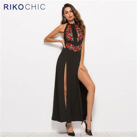 RIKOCHIC 2018 Negro Bordado Mujeres Vestido Celebridad Vestido De