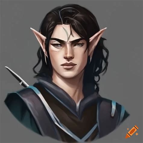 Male Handsome Half Elf Pretty Very Young Tired Black Tousled Hair