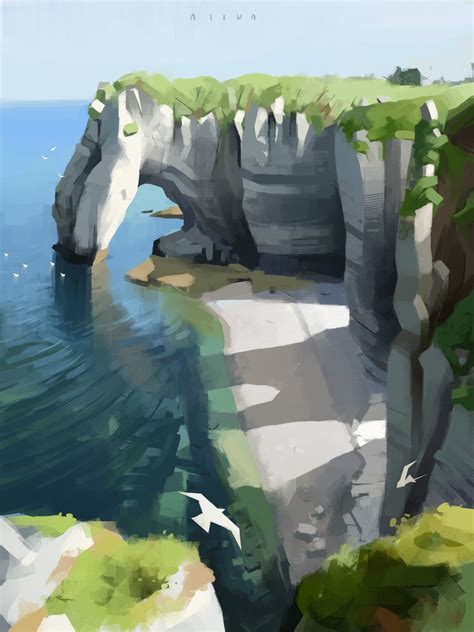 Artstation Cliff Shore Study Allon Kremer Environment Painting