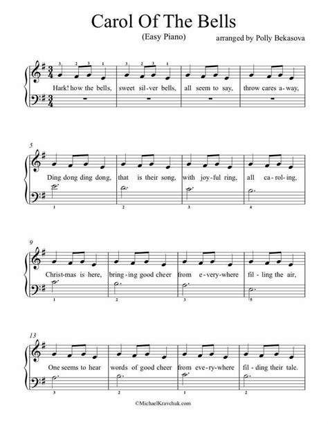 Easy Piano Arrangement Sheet Music Carol Of The Bells 3 Easy Piano