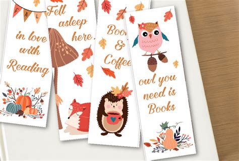 Free Printable Fall Themed Bookmarks Shabby Mint Chic Party