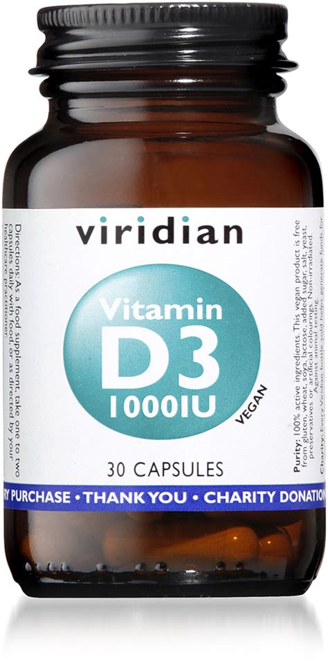 Viridian Vitamin D3 1000iu Vegan 30 Capsules Appleseeds Health Store