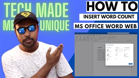 How To Insert Word Count In Ms Office Word Web Youtube