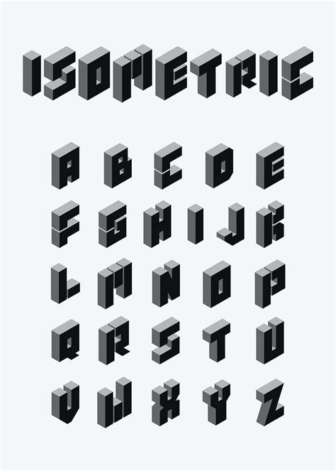 Alphabet Isometric Design Geometric Graphic Cool Lettering Art