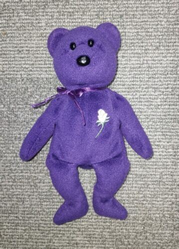 1997 Authentic Rare Retired Princess Diana Beanie Babies Purple Bear Pe