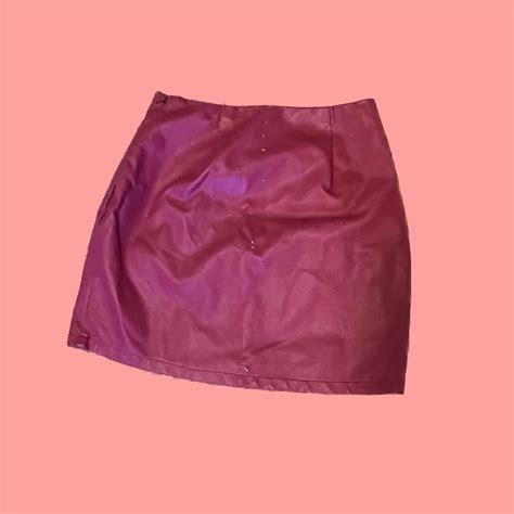 Hot Pink Leather Mini Skirt Side Slit Size Depop