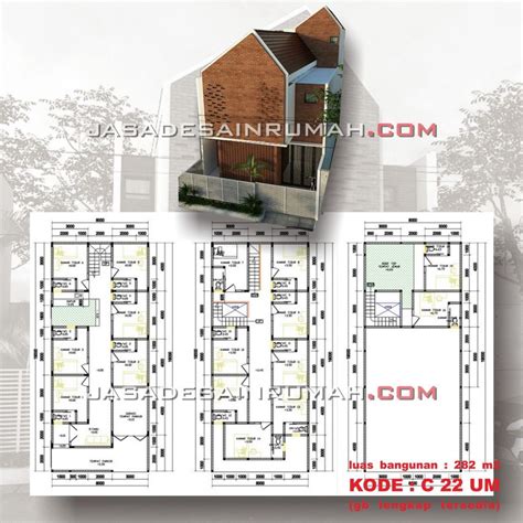 Desain Kos Kosan Gaya Industrial 2 Lantai Tanah 8×19 Meter Jasa