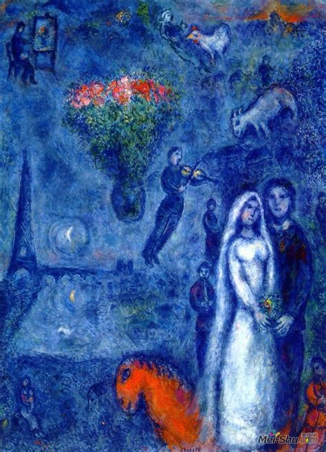 艺术家和他的新娘马克夏加尔 Marc Chagall 高清作品欣赏 马克夏加尔作品 马克夏加尔专题网站 艺术大师 美术网 Mei