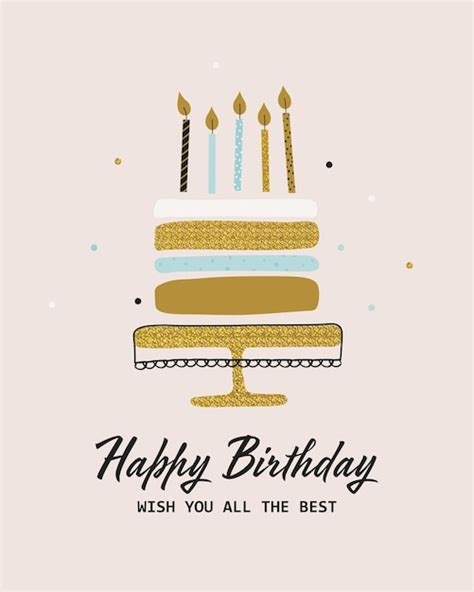 Premium Vector Happy Birthday Greeting Card Festive Cute Glitter Cake